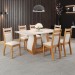 Mesa de Jantar 6 Lugares Sabrinna Sicilia Mel/Blonde/Veludo/Marfim - Viero Móveis