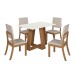 Mesa de Jantar 4 Lugares Lins/Milla com Vidro Nature/Off White/Linho - Henn