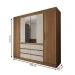 Guarda-Roupa Casal Honey 4 Portas 6 Gavetas com Espelho Cinamomo/Off White - Panorama Móveis