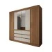Guarda-Roupa Casal Honey 4 Portas 6 Gavetas com Espelho Cinamomo/Off White - Panorama Móveis