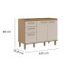 Balcão de Cozinha para Pia 120 Cm 2 Portas 3 Gavetas Ipê/Cristalo - Decibal