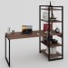 Mesa Escrivaninha Estilo Industrial Aço 4 Prateleiras Nogal/Preto - Panorama Móveis