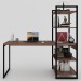 Mesa Escrivaninha Estilo Industrial Aço 4 Prateleiras Nogal/Preto - Panorama Móveis