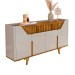 Balcão Buffet Danubio 4 Portas 2 Gavetas Ripado Off White/Naturalle - Móveis Bechara