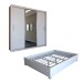Guarda-Roupa de Casal Carol 3 Portas 4 Gavetas com Cama Branco - Panorama Móveis