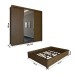 Guarda-Roupa de Casal Carol 3 Portas 4 Gavetas com Cama Freijó - Panorama Móveis