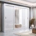 Guarda Roupa Casal City 3 Portas 4 Gavetas com Espelho Branco - Maxel