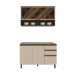 Cozinha Compacta Connect 4 Portas 2 Gavetas com Vidro 100% Mdf Duna/Cristal - Henn