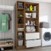 Armário Multiuso Gizé 2 Portas 2 Gavetas com Espelho Cinamomo/Off White - Panorama Móveis