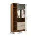 Guarda-Roupa Solteiro Comary 2 Portas 2 Gavetas com Espelho Cinamomo/Off White - Panorama Móveis