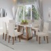 Mesa de Jantar 6 Lugares Americana Imbuia/Off White/Veludo Pastel