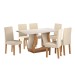 Mesa de Jantar 6 Lugares Americana Mel/Off White/Veludo Pastel