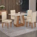 Mesa de Jantar 4 Lugares Benet Mel/Off White/Veludo Pastel - Viero Móveis