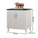 Balcão de Cozinha 78 Cm Pratico 2 Portas Branco/Preto - J&a Móveis
