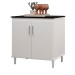 Balcão de Cozinha 78 Cm Pratico 2 Portas Branco/Preto - J&a Móveis