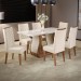 Mesa de Jantar 6 Lugares Brusque com Vidro Imbuia/Off White/Veludo Pastel - Viero Móveis