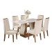 Mesa de Jantar 6 Lugares Brusque com Vidro Imbuia/Off White/Veludo Pastel - Viero Móveis