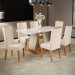 Mesa de Jantar 6 Lugares Brusque com Vidro Mel/Off White/Veludo Pastel - Viero Móveis