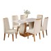 Mesa de Jantar 6 Lugares Brusque com Vidro Mel/Off White/Veludo Pastel - Viero Móveis