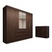 Guarda-Roupa Casal Honey 4 Portas 6 Gavetas e Cômoda 1 Porta 4 Gavetas Espelho ébano - Panorama Móveis