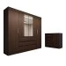 Guarda-Roupa Casal Honey 4 Portas 6 Gavetas e Cômoda 1 Porta 4 Gavetas Espelho ébano - Panorama Móveis