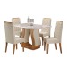 Mesa de Jantar 4 Lugares Capitani com Vidro Mel/Off White/Veludo Pastel - Viero Móveis