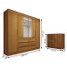 Guarda-Roupa Casal Honey 4 Portas 6 Gavetas e Cômoda 1 Porta 4 Gavetas Espelho Freijó - Panorama Móveis