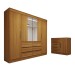 Guarda-Roupa Casal Honey 4 Portas 6 Gavetas e Cômoda 1 Porta 4 Gavetas Espelho Freijó - Panorama Móveis