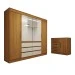 Quarto Completo Casal Honey 5 Portas 10 Gavetas com Espelho Cinamomo/Off White - Panorama Móveis