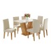 Mesa de Jantar 6 Lugares Franca com Vidro Mel/Off White/Veludo Pastel - Viero Móveis