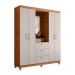 Guarda-Roupa Solteiro Capelinha Clapton 4 Portas 3 Gavetas com Espelho Freijo/Off White - Caemmun