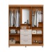 Guarda-Roupa Solteiro Capelinha Clapton 4 Portas 3 Gavetas com Espelho Freijo/Off White - Caemmun