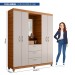 Guarda-Roupa Solteiro Capelinha Clapton 4 Portas 3 Gavetas com Espelho Freijo/Off White - Caemmun