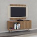 Rack com Painel Málaga para TV Até 50 Polegadas Ripado 1 Porta Flex Canelato/Natura/Off White - Atualle Móveis