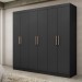 Guarda-Roupa Casal Paris 6 Portas 2 Gavetas Preto - Maxel