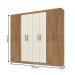 Guarda-Roupa Casal Petropolis 8 Portas 2 Gavetas Canelato Rústico/Natura/Off White - Atualle Móveis