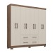 Guarda-Roupa Casal Itapema 8 Portas 4 Gavetas Mocaccino Rústico/Natura/Off White - Atualle Móveis