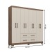 Guarda-Roupa Casal Itapema 8 Portas 4 Gavetas Mocaccino Rústico/Natura/Off White - Atualle Móveis