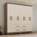 Guarda-Roupa Casal Itapema 8 Portas 4 Gavetas Mocaccino Rústico/Natura/Off White - Atualle Móveis