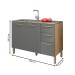 Balcão de Cozinha para Pia 120 Cm Mad Versalhes 3 Portas 2 Gavetas Freijó/Gris - Kits Paraná