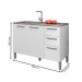Balcão de Cozinha para Pia 120 Cm Mad Versalhes 3 Portas 2 Gavetas Branco/Supremo - Kits Paraná