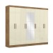 Guarda-Roupa Paris 8 Portas 4 Gavetas com Espelho Tex/Off White - Maxel
