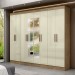 Guarda-Roupa Paris 8 Portas 4 Gavetas com Espelho Tex/Off White - Maxel