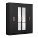 Guarda-Roupa Paris 6 Portas 2 Gavetas com Espelho Preto - Maxel