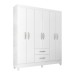 Guarda-Roupa Solteiro Brasília 6 Portas 2 Gavetas Branco Brilho - Atualle Móveis
