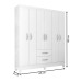 Guarda-Roupa Solteiro Brasília 6 Portas 2 Gavetas Branco Brilho - Atualle Móveis