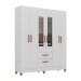 Guarda-Roupa Solteiro Fortaleza 6 Portas 2 Gavetas com Espelho Branco Brilho - Atualle Móveis
