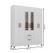 Guarda-Roupa Solteiro Fortaleza 6 Portas 2 Gavetas com Espelho Branco Brilho - Atualle Móveis