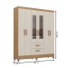 Guarda-Roupa Solteiro Fortaleza 6 Portas 2 Gavetas com Espelho Canelato Rústico/Natura/Off White - Atualle Móveis