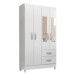 Guarda-Roupa Solteiro Fortaleza 4 Portas 2 Gavetas com Espelho Branco Brilho - Atualle Móveis